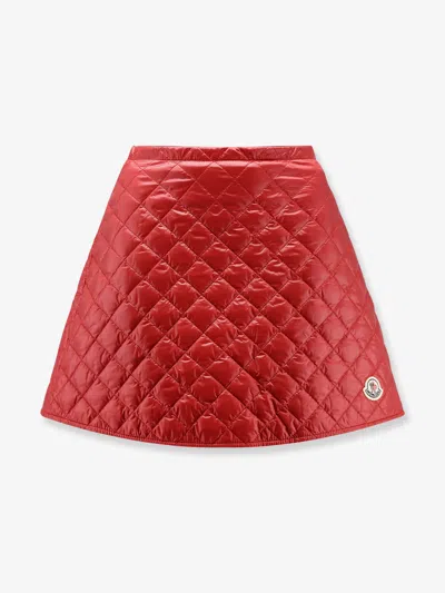 Moncler Diamond-quilted Mini A-line Skirt In Red