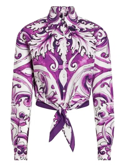 Dolce & Gabbana Graphic-print Cotton Shirt In Purple