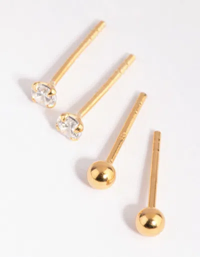 Lovisa Premium Gold-plated 925 Sterling Silver Ball Stud & Hoop Earring Pack