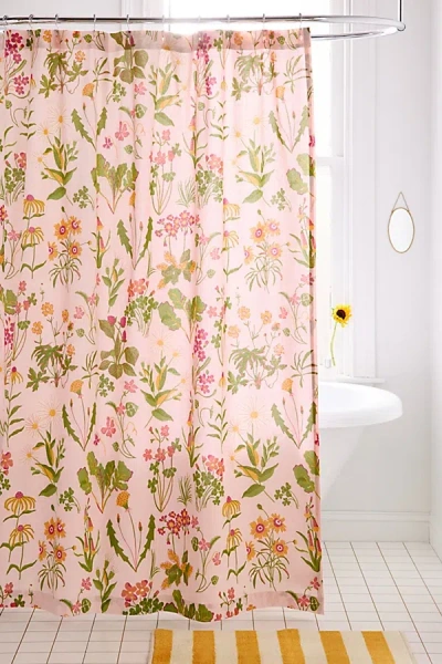Urban Outfitters Flori Wildflower Patterned Shower Curtain In Pink At