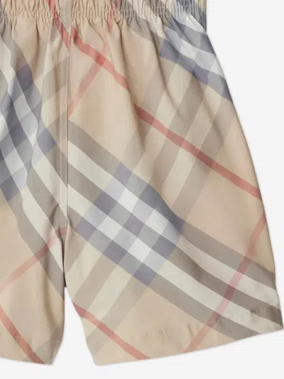 Burberry Boys Fabien Check Shorts In Neutral
