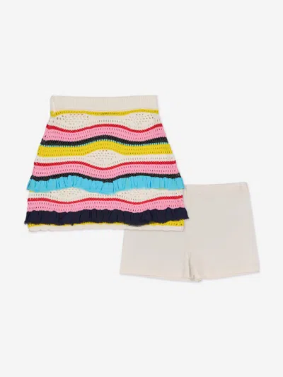 Msgm Girls Knitted Skirt In Multi