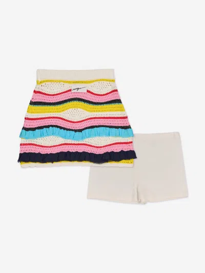 Msgm Girls Knitted Skirt In Multi
