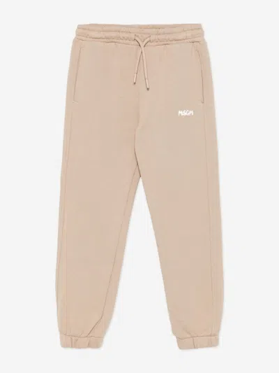 Msgm Kids Logo Joggers In Neutral