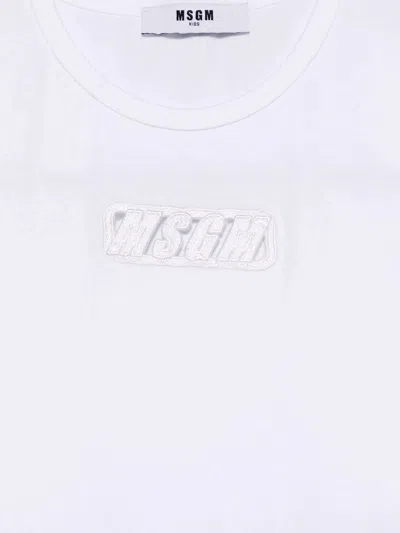 Msgm Girls Logo Jersey T-shirt In White