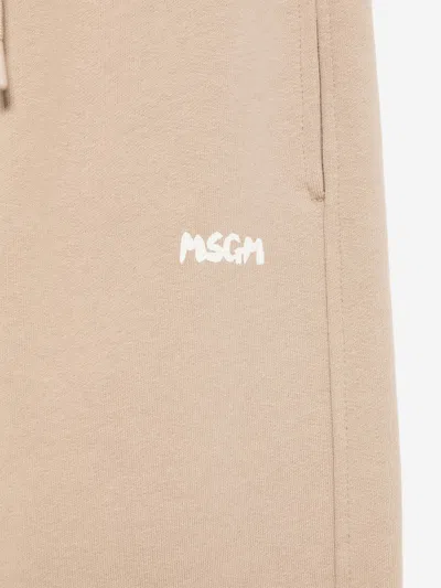 Msgm Kids Logo Joggers In Neutral
