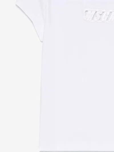 Msgm Girls Logo Jersey T-shirt In White