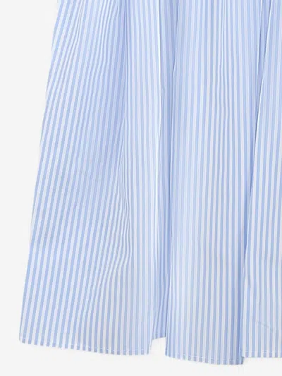 Dolce & Gabbana Girls Striped Floral Logo Dress In Blue