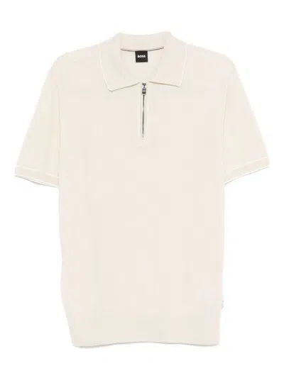 Hugo Boss Boss Ivory Polo Shirt With Half-zip