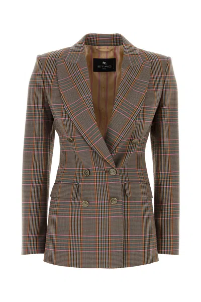 Etro Tailored Jersey Blazer With Embroidered Shoulders In Multi