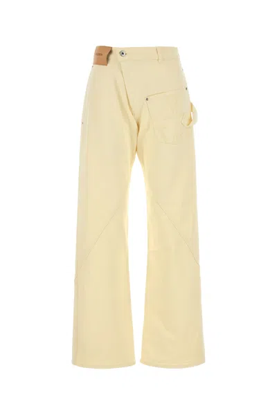 Jw Anderson Workwear Cotton Pants With Yellow Twisted Leg