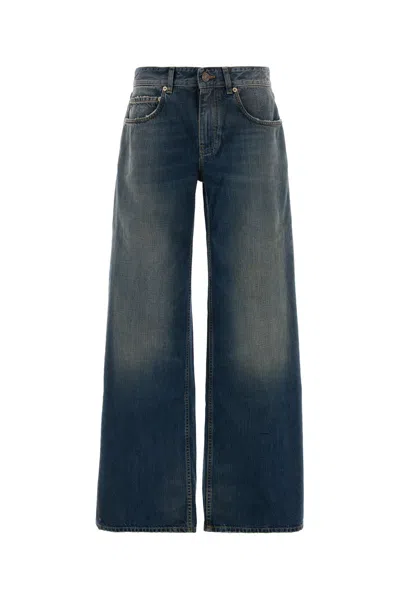 Balenciaga Women's Wide Leg Baggy Pant In Blue