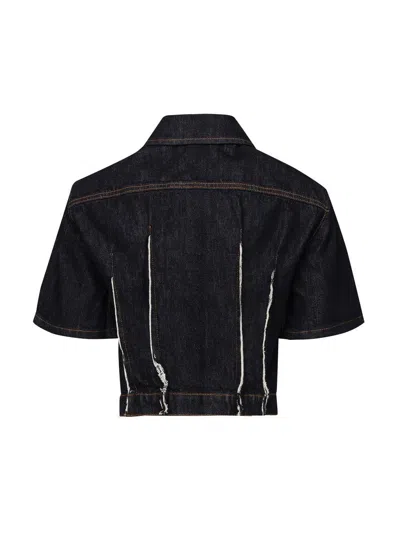 John Richmond Short Sleeves Denim Shirt In Midnight Blue