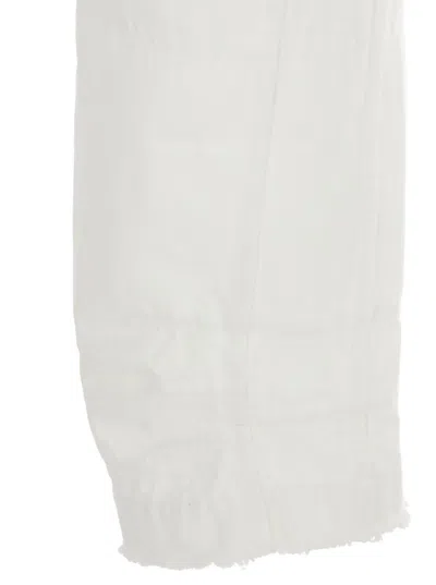 Jil Sander White Jeans With Logo Patch On The Rear And Fringed Hem In Denim Woman