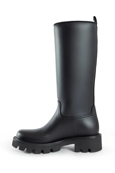 Moncler Rubber Kickstream Boots With Drawstring In Black