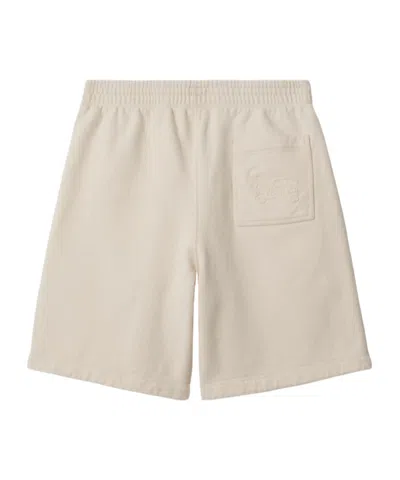 Burberry Ekd-embroidered Cotton Track Shorts In Neutral