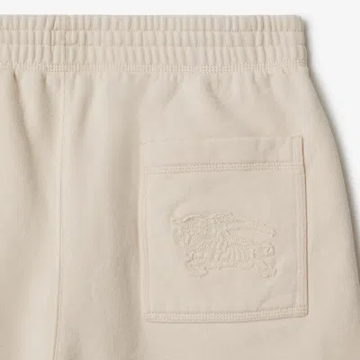 Burberry Ekd-embroidered Cotton Track Shorts In Neutral