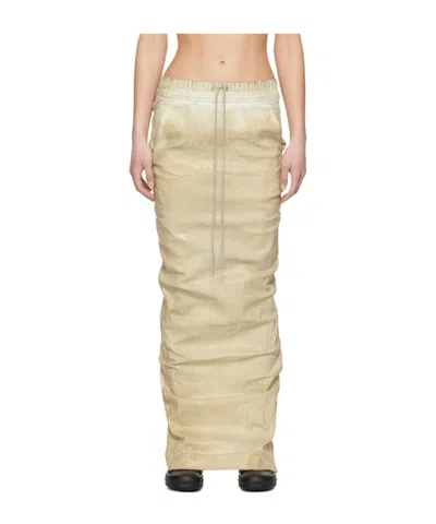 Rick Owens Drkshdw Beige Hollywood Pull On Pillar Denim Maxi Skirt