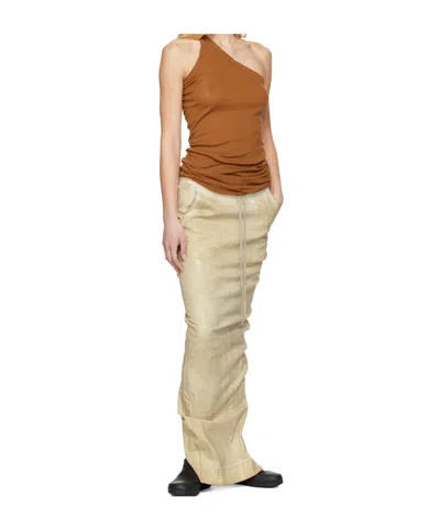 Rick Owens Drkshdw Beige Hollywood Pull On Pillar Denim Maxi Skirt