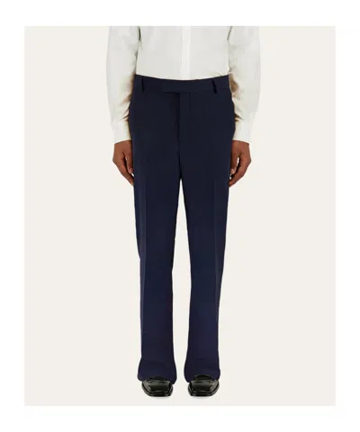Ferragamo Flat Front Trouser In Blue