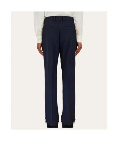 Ferragamo Flat Front Trouser In Blue
