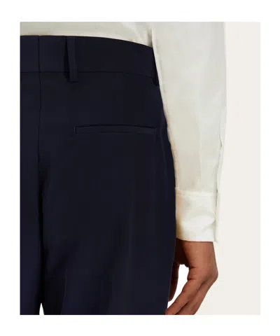 Ferragamo Flat Front Trouser In Blue