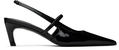 Totême The Sharp 50 Patent-leather Slingback Pumps In Black