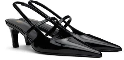 Totême The Sharp 50 Patent-leather Slingback Pumps In Black