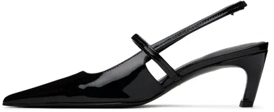 Totême The Sharp 50 Patent-leather Slingback Pumps In Black