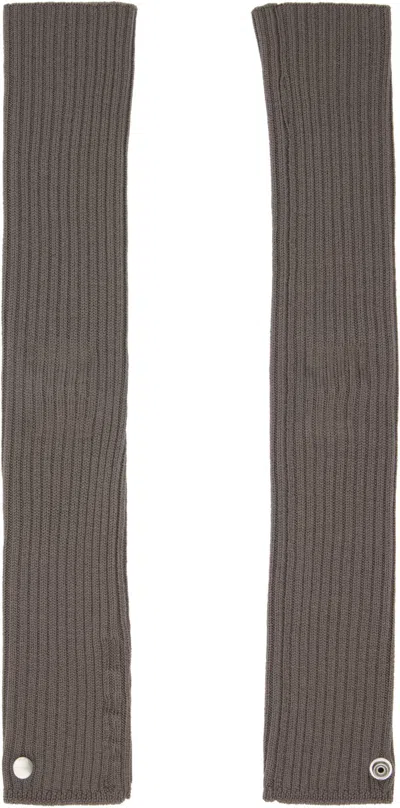 Rick Owens Gray Hollywood Rasato Knit Arm Warmers In Brown