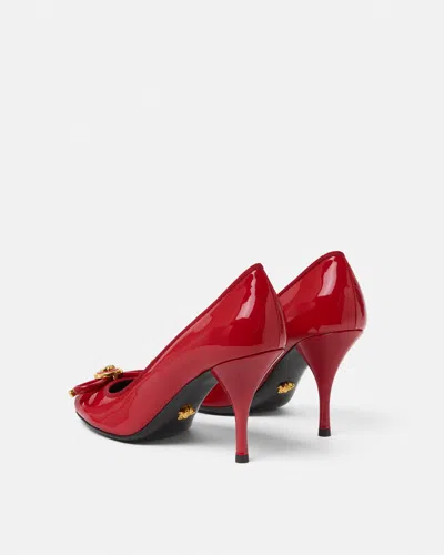 Versace Red Opera Bow Patent 85 Mm Heels In Red