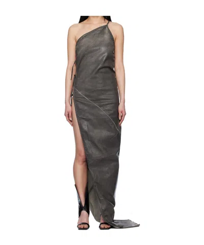 Rick Owens Drkshdw Gray Overdyed Taco Maxi Dress In Gray