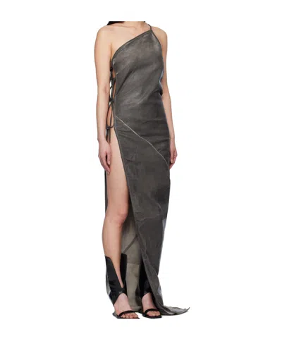 Rick Owens Drkshdw Gray Overdyed Taco Maxi Dress In Gray
