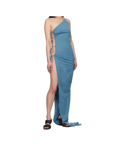 Rick Owens Drkshdw Black Hollywood Taco Maxi Dress In Blue