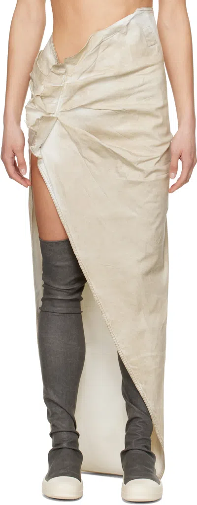Rick Owens Drkshdw Beige Hollywood Soft Edfu Denim Maxi Skirt