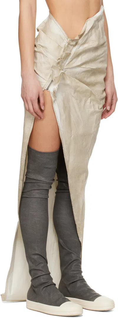 Rick Owens Drkshdw Beige Hollywood Soft Edfu Denim Maxi Skirt
