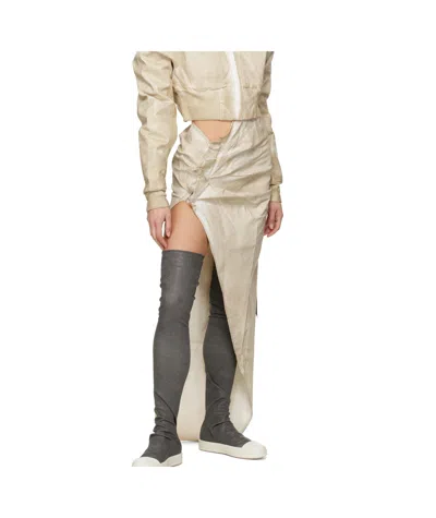 Rick Owens Drkshdw Beige Hollywood Soft Edfu Denim Maxi Skirt
