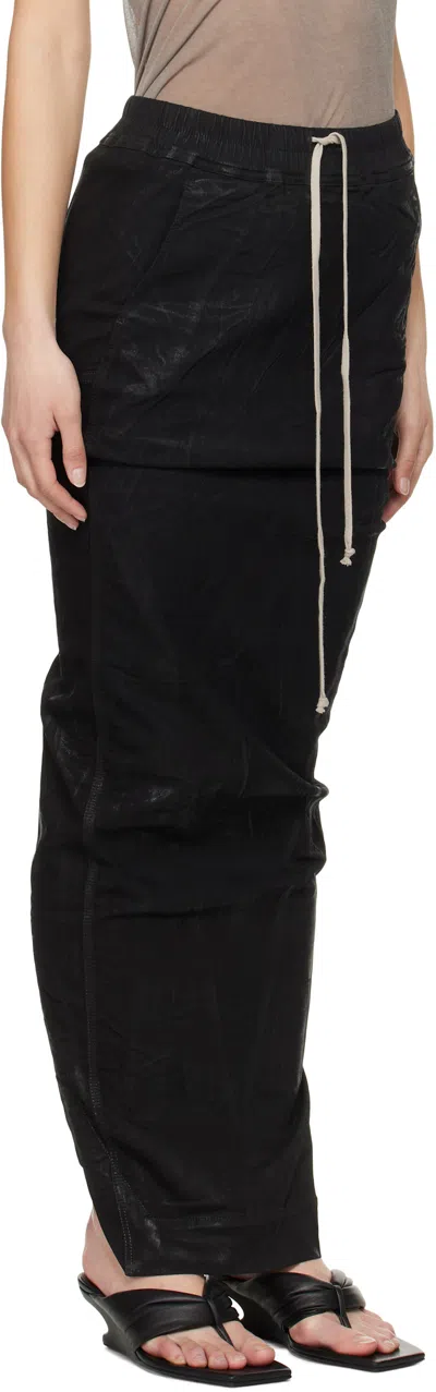 Rick Owens Drkshdw Black Pull On Pillar Denim Maxi Skirt In Black