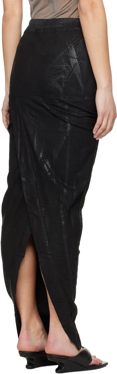 Rick Owens Drkshdw Black Pull On Pillar Denim Maxi Skirt In Black