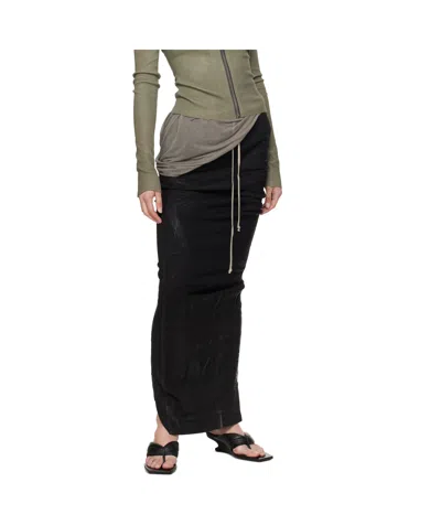 Rick Owens Drkshdw Black Pull On Pillar Denim Maxi Skirt In Black
