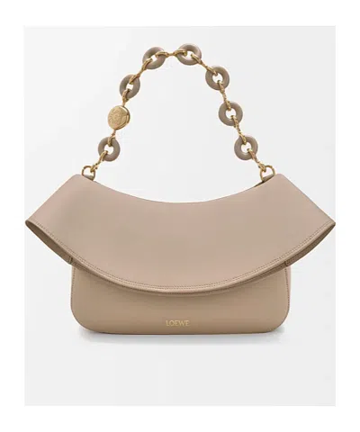 Loewe Womens Ola Medium Leather Cross Body Bag Sand