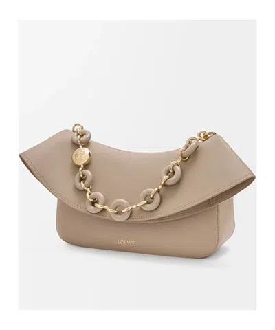 Loewe Womens Ola Medium Leather Cross Body Bag Sand