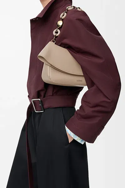 Loewe Womens Ola Medium Leather Cross Body Bag Sand