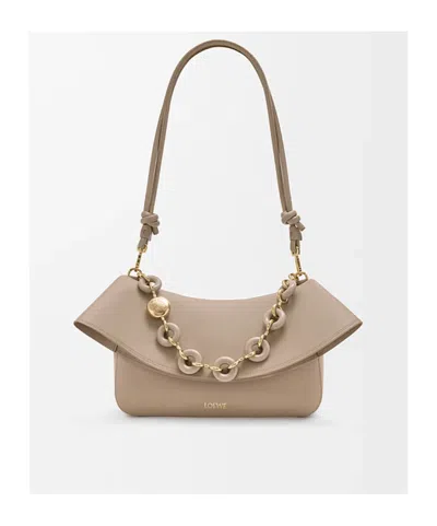 Loewe Womens Ola Medium Leather Cross Body Bag Sand