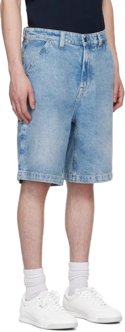 Hugo Boss Denim Shorts With Belt Loops In Blue