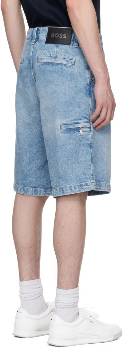 Hugo Boss Denim Shorts With Belt Loops In Blue