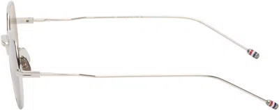 Thom Browne Silver Titanium Round Sunglasses In Brown