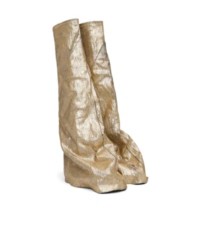 Rick Owens Drkshdw Gold Hollywood Fetish Tall Boots In Gold
