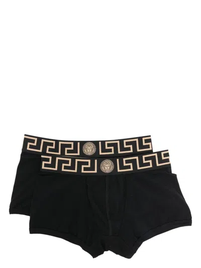 Versace Black Briefs With Elastic Waist With Medusa Print
