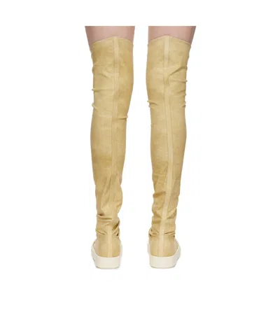Rick Owens Drkshdw Drkshdw By Rick Owens High Sock Denim Sneaks Parchment And Milk In Yellow